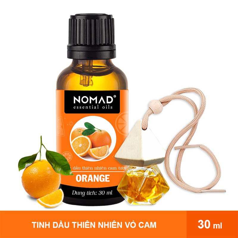 Combo Tinh Dầu Thiên Nhiên Nomad Vỏ Cam (30ml) Và Vỏ Tinh Dầu Dạng Treo