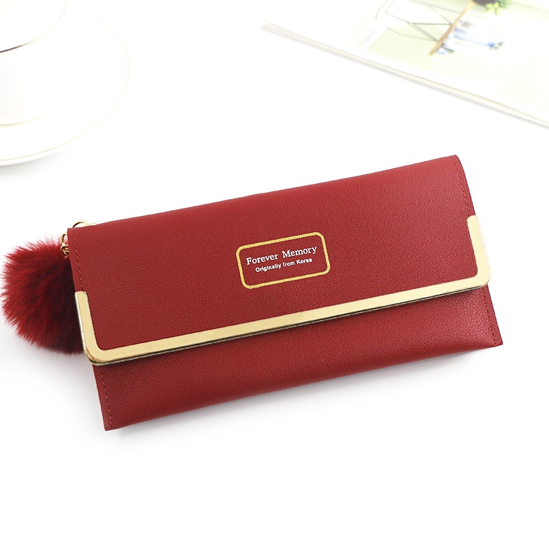 Ví Dài Đựng Tiền Xu Bằng Sắt Viền Bóng Lông Đơn Giản Thời Trang Mới Cho Nữ