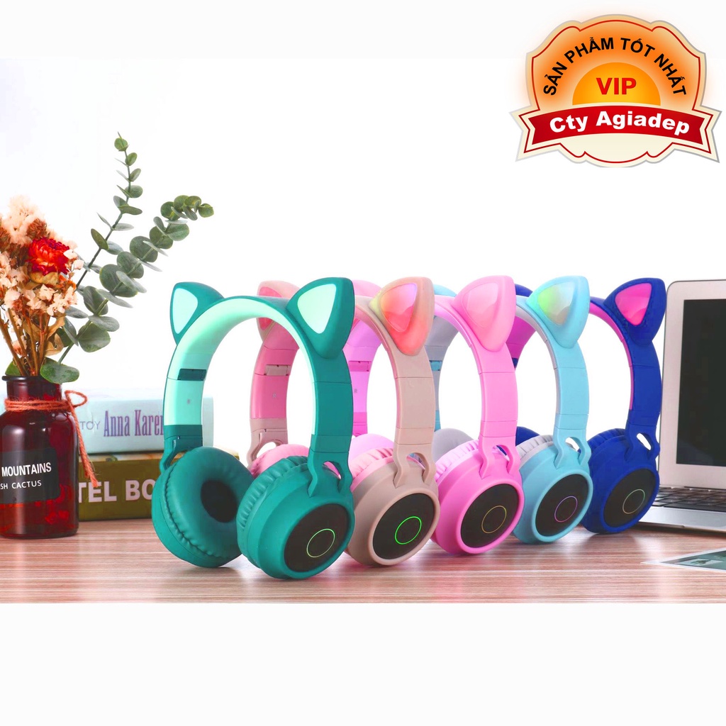 Tai nghe Bluetooth tai mèo xịn sò siêu cute sành điệu, tai nghe không dây chụp tai - ADG028C