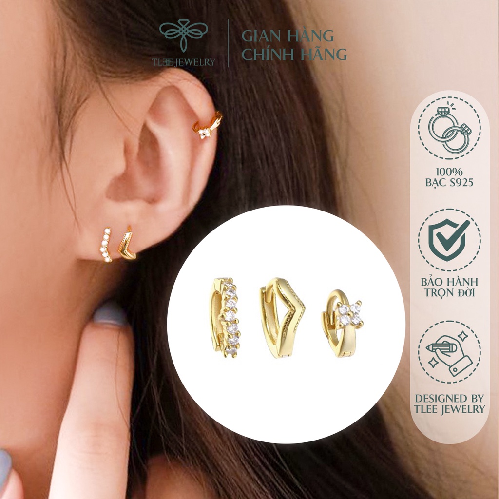 Khuyên tai bạc nữ TLEE vòng tròn phong cách Hàn Quốc sang trọng, hiện đại NCJ B0109