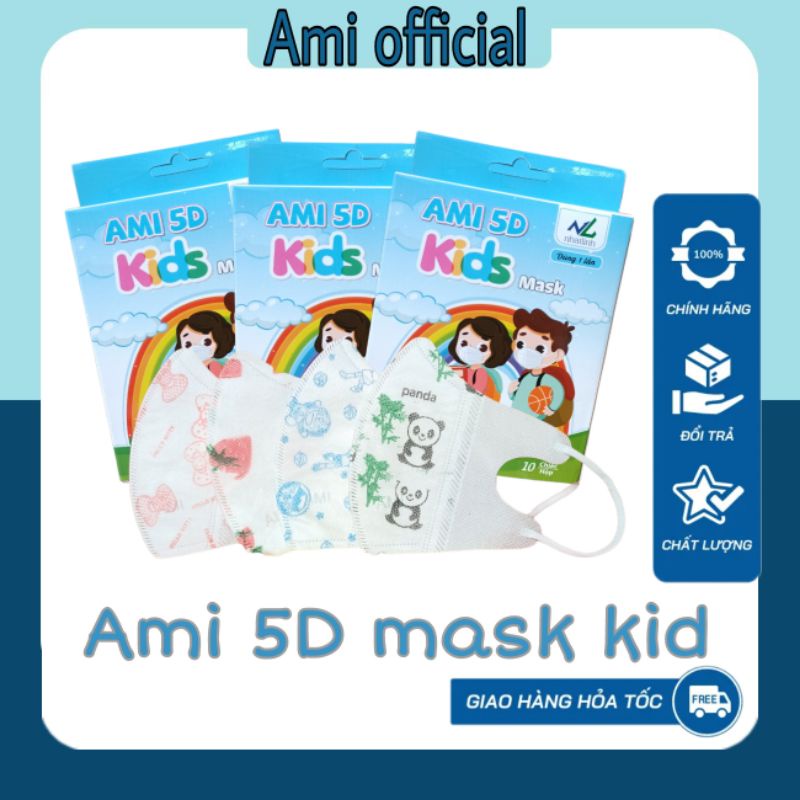 Khẩu trang 5D mask kid cho bé ( hộp 10 chiếc) - Amiofficial