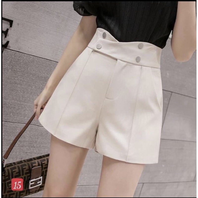 Quần short nữ cạp cao dáng đẹp Hàn Quốc 4 khuy khóa giữa  Quần short nữ lưng cao 4 khuy Q037