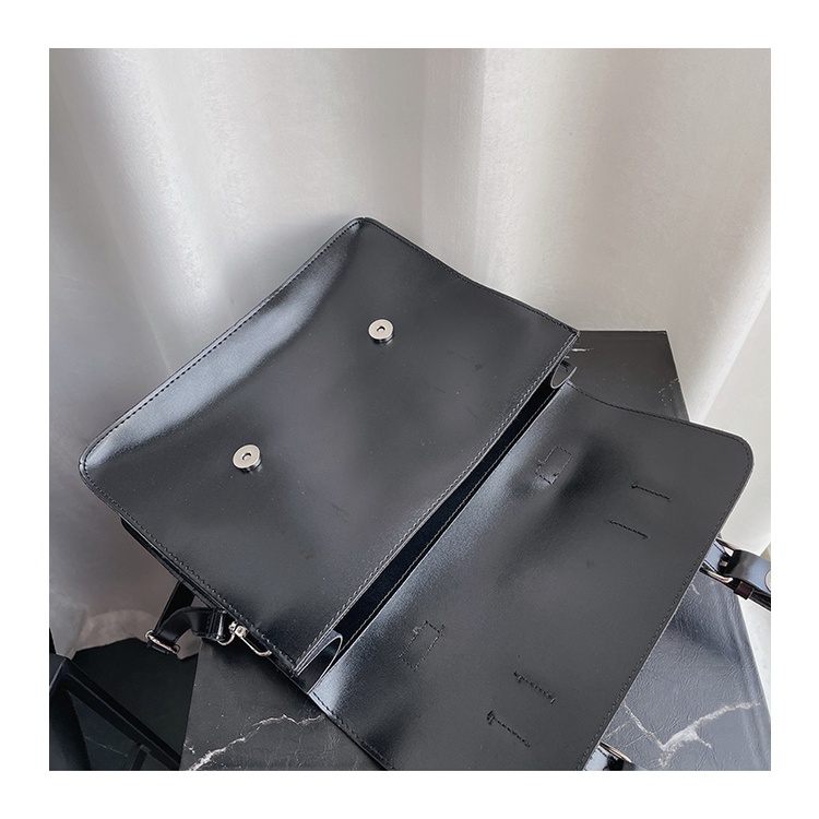 Cặp đeo chéo thời trang túi giỏ đen đen da xịn đựng ipad, tài liệu sành điệu cầm đi chơi KINDEE