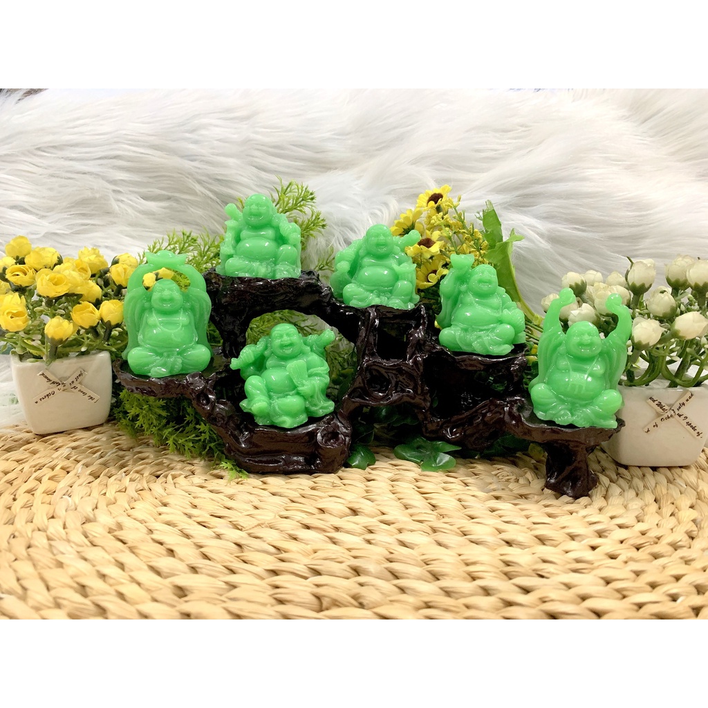 Bộ 6 Tượng Bồ Tát Di Lặc Hoan Hỉ kèm đế tượng 6 chân