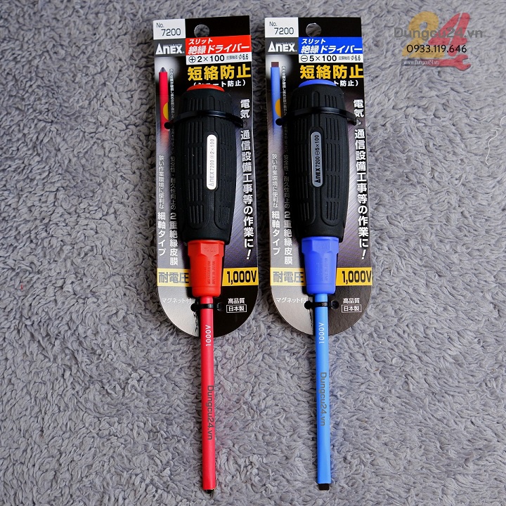 Tua vít cách điện thân thon ANEX No.7200 dấu trừ và cộng