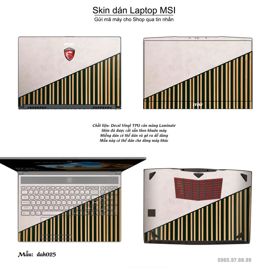 Skin dán Laptop MSI in hình đá phối gỗ - dah025 (inbox mã máy cho Shop)