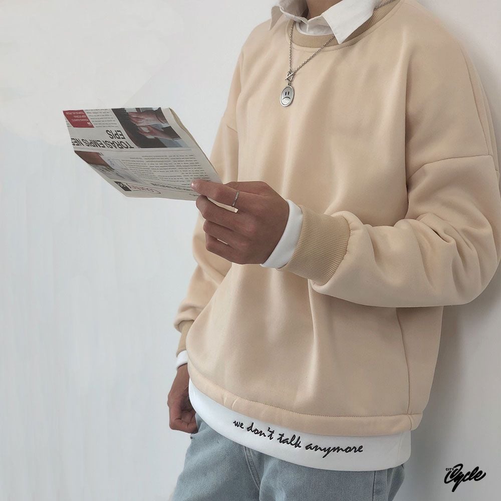 Áo nỉ cổ tròn Sweater anymore - Áo nỉ bông chui đầu Unisex Hàn Quốc LEILA.ST9