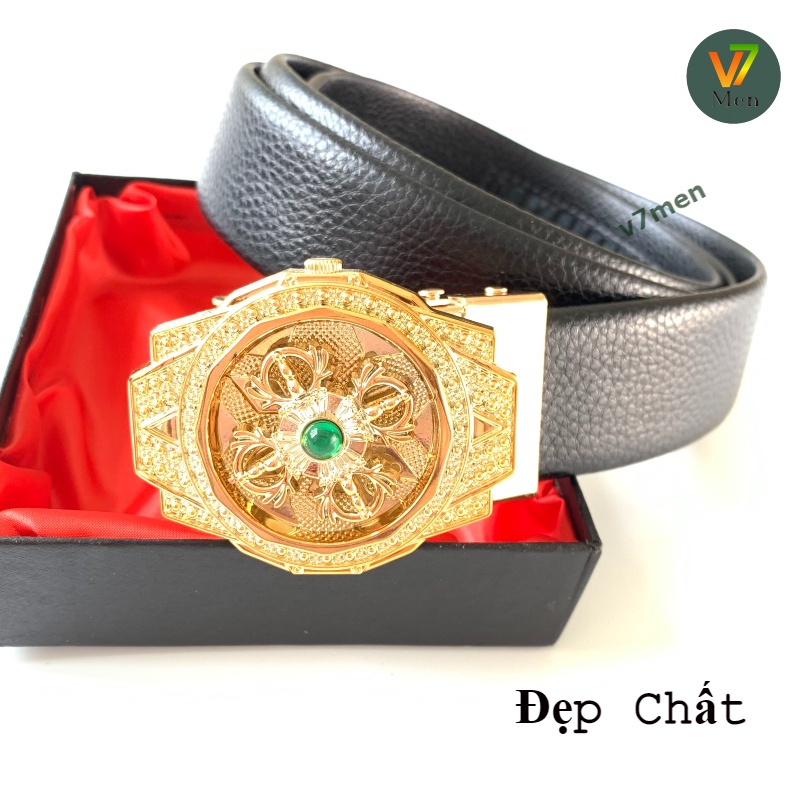 [HÀNG HIỆU] Thắt Lưng Da Nam Khóa Tự Động Cao Cấp Dây Nịt Nam Mặt Xoay Chính Hãng , Phong Cách Hàn Quốc - v77men