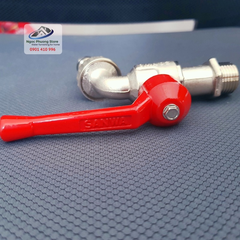 Vòi hồ tay gạt đầu dài chín hãng Sanwa Thái Lan Phi 21mm, Phi 27mm CKT15