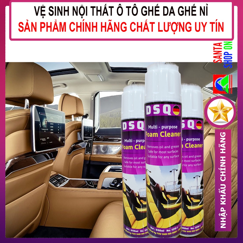 Làm Sạch Ghế Da - Vệ Sinh Nội Thất Ô tô - Xịt Nội Thất Ô tô - Vệ Sinh Sofa - Tẩy Ghế Sofa - Foam Cleaner - DSQ