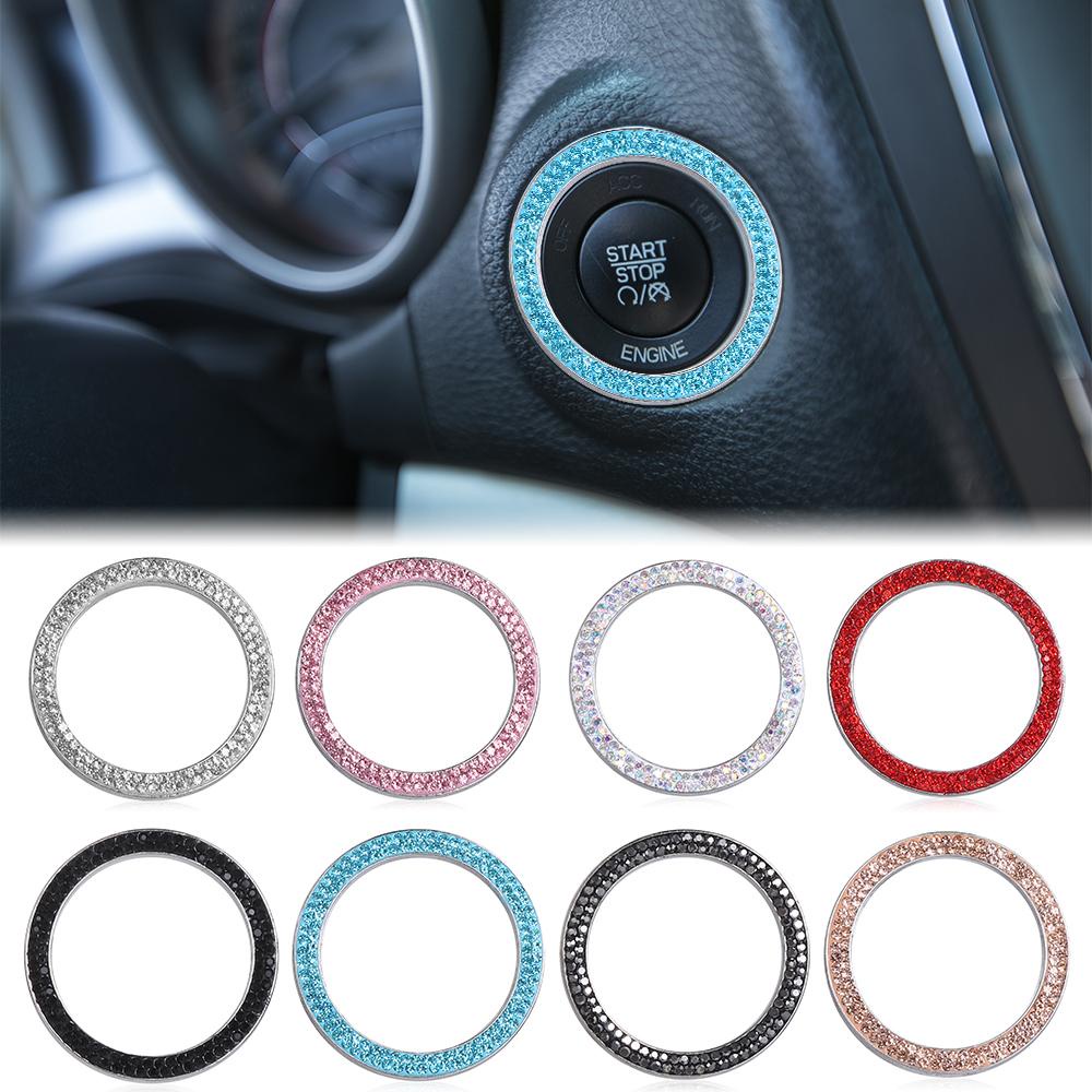 Nhẫn MAYSHOW Thiết Thực|Nhẫn Đeo Tay Thiết Kế Đơn Giản Cá Tính|Ốp Nút Công Tắc Khởi Động Hình Tròn Đính Đá Sang Trọng