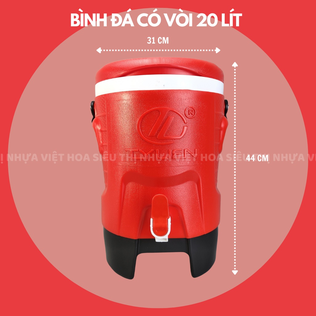 Bình đá tròn vòi, phích đá tròn có vòi, bình giữ nhiệt, bình đá super cooler Tý Liên