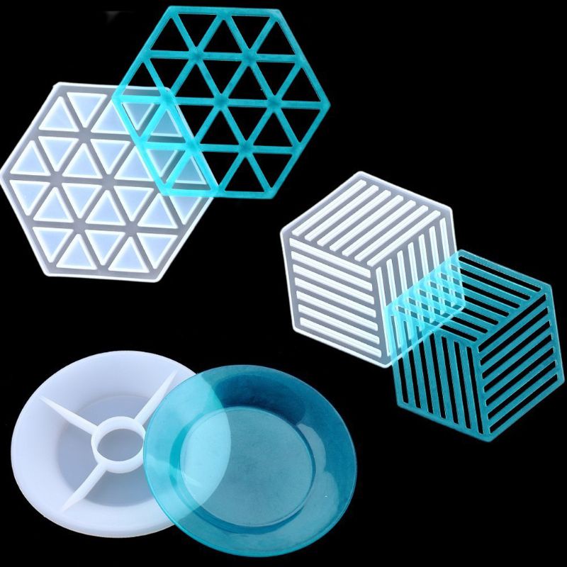 Set 3 Khuôn Silicone Làm Đế Lót Ly Bằng Resin Epoxy Resin DIY