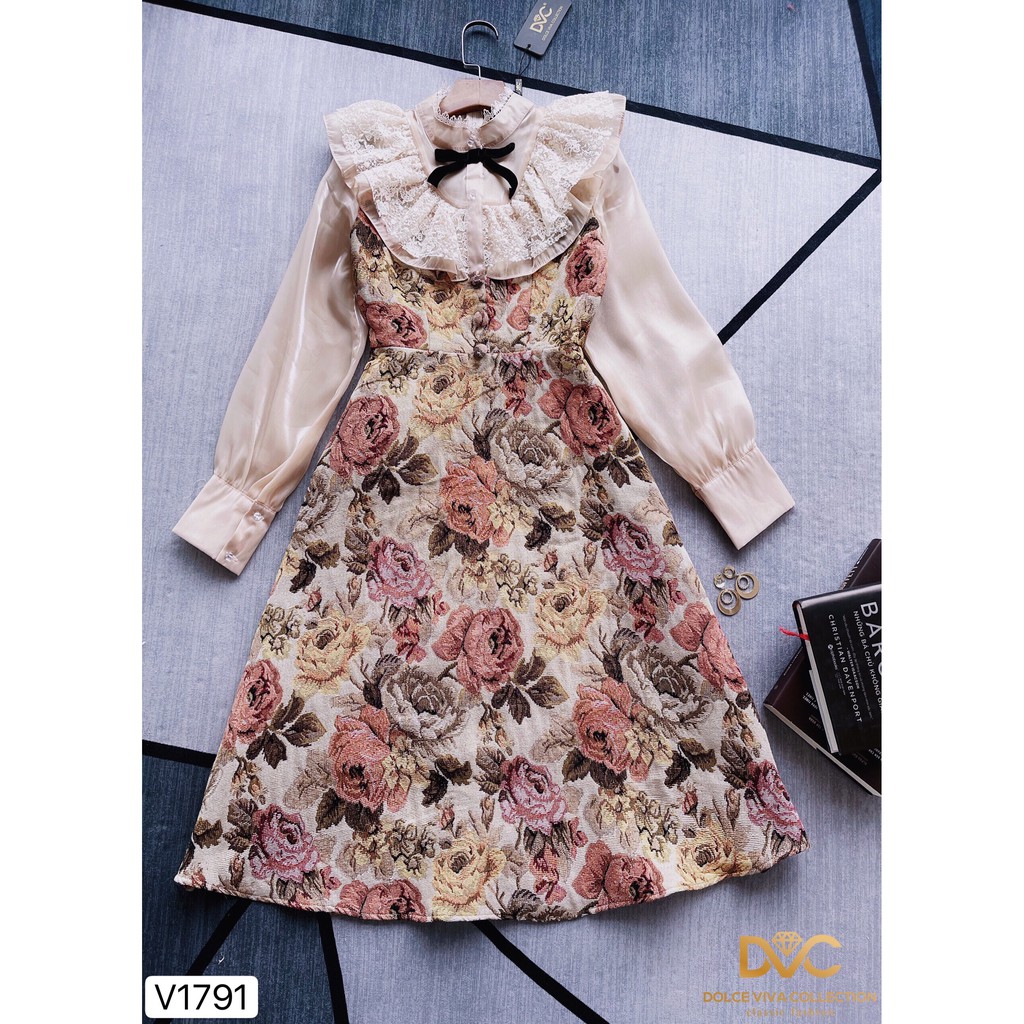 [Mã WASTGO hoàn 10% xu đơn 99k] Váy hoa tiểu thư V1791 - Đẹp Shop DVC (Kèm ảnh thật trải sàn do shop tự chụp) | BigBuy360 - bigbuy360.vn