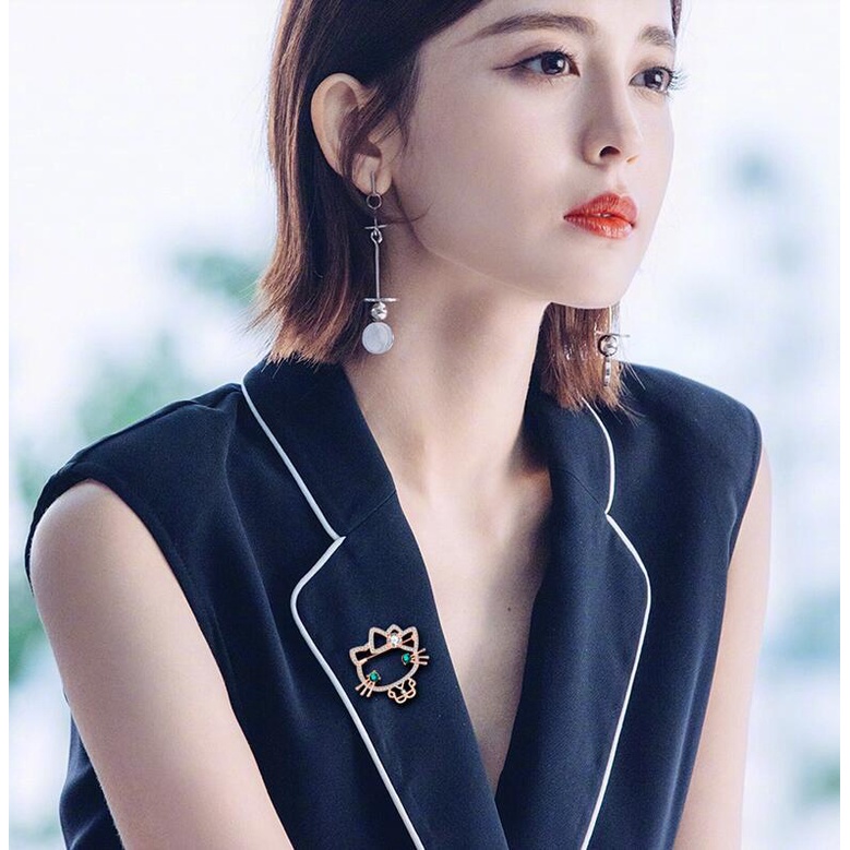 Ghim Cài Khăn Choàng Lụa Hình Mèo Hoạt Hình Phong Cách Mori Nhật Bản Đơn Giản Cho Nữ