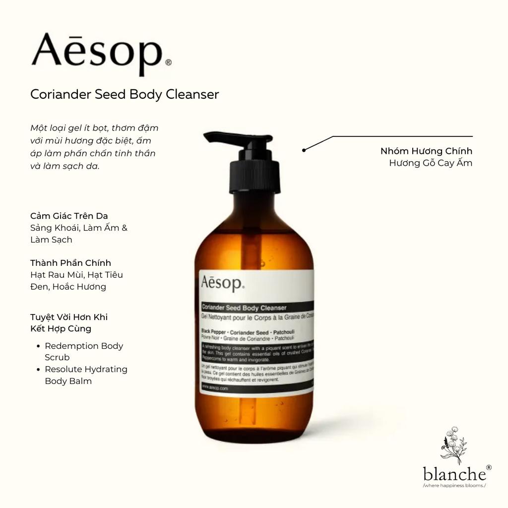 Sữa Tắm Aesop Body Cleanser Geranium Leaf, Coriander Seed, A Rose By Any Other Name 500ml