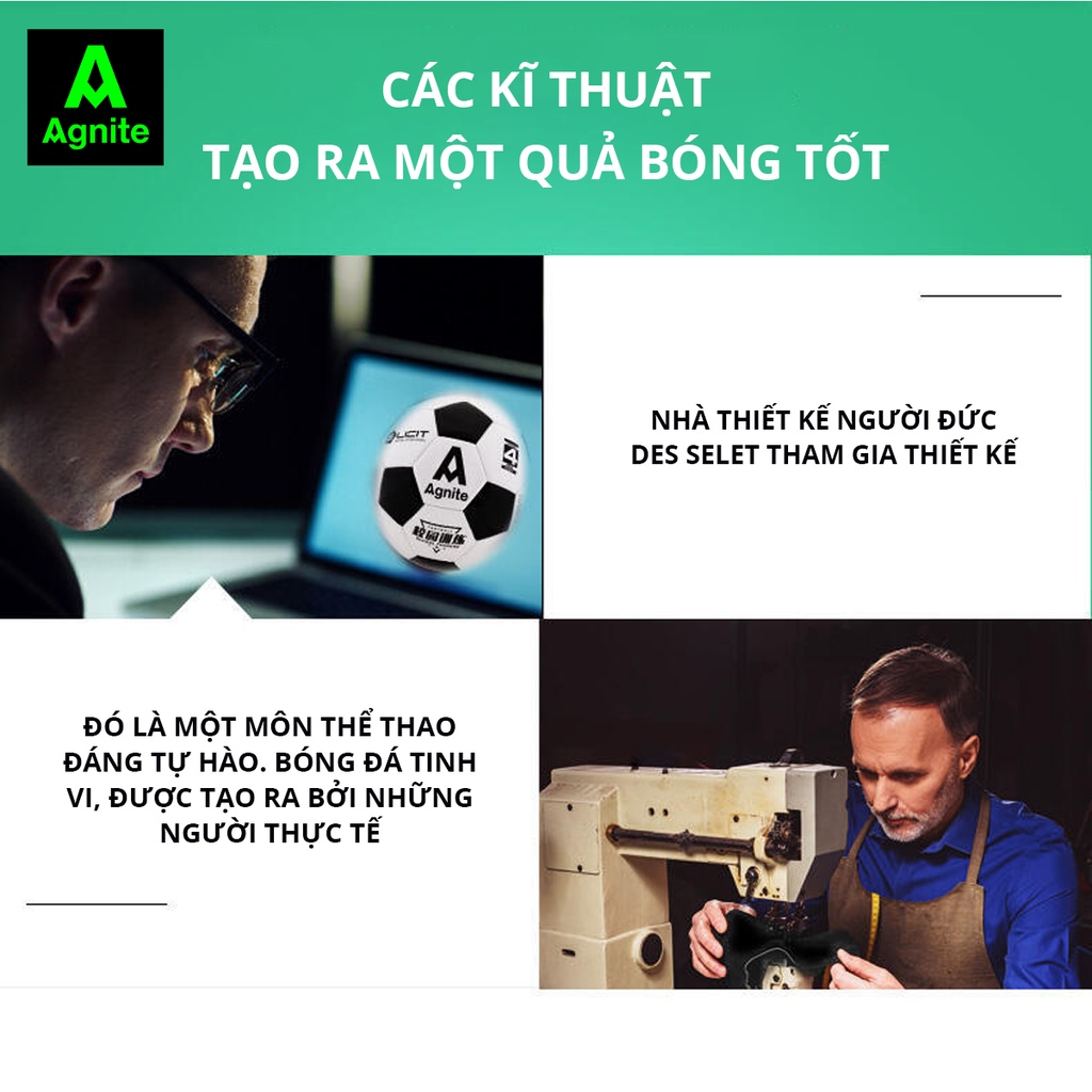 Quả bóng đá Agnite tiêu chuẩn số 5, TPU cao cấp, Siêu nhẹ, Đàn hồi tốt cho người chơi thể thao chuyên nghiệp - F1247