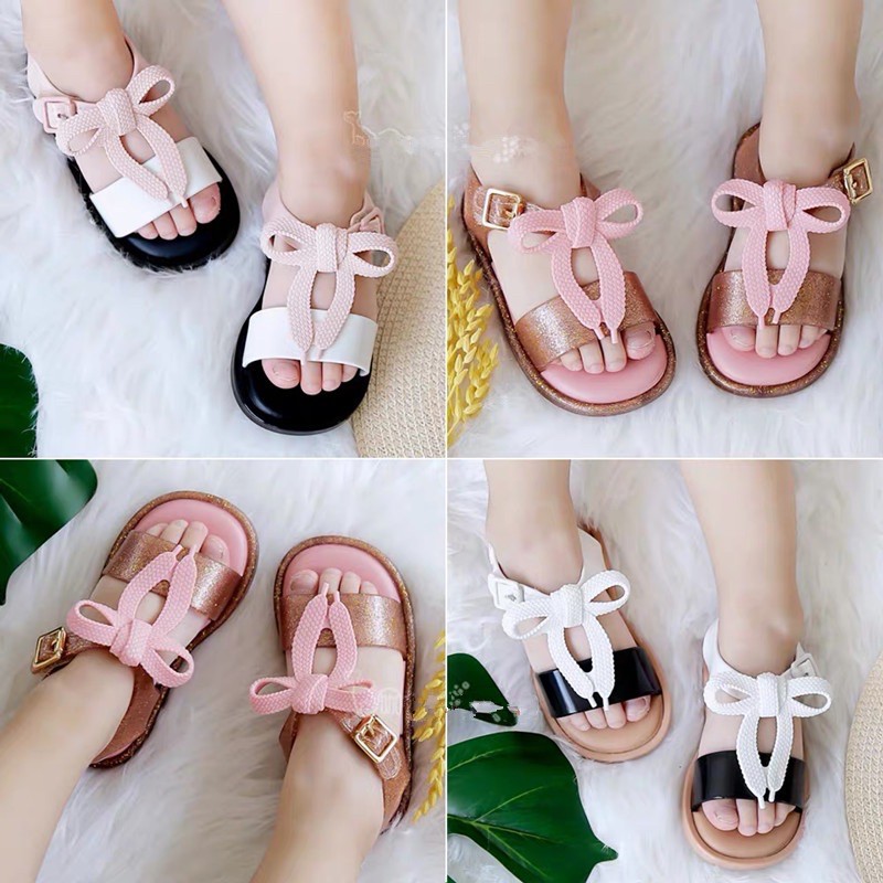 Dép Sandal quai nơ nhựa dẻo thơm Melissa cho bé gái