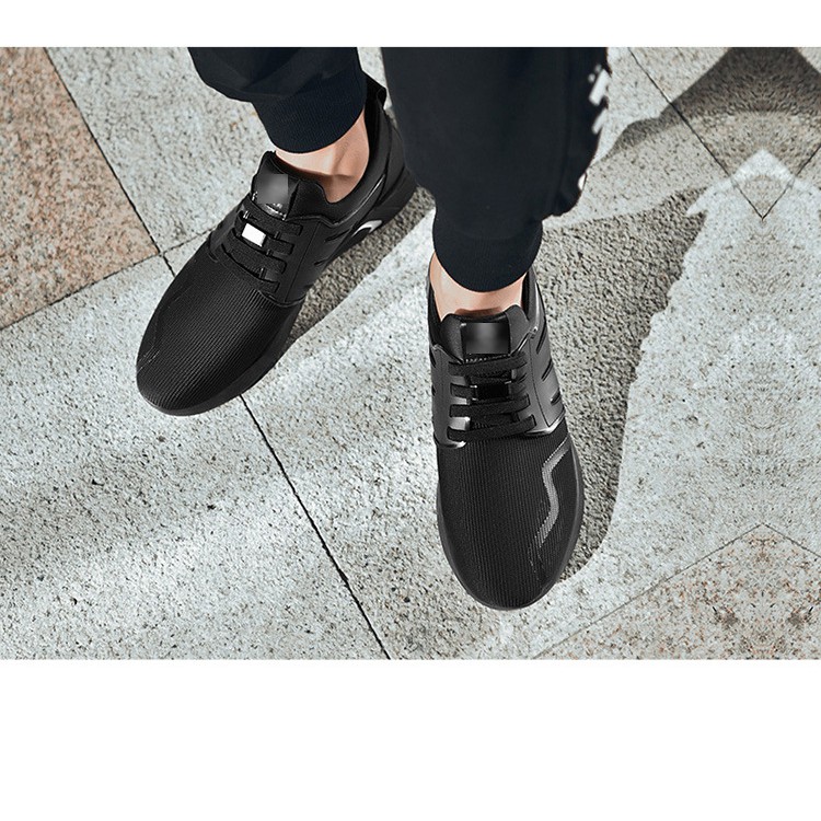 Giày Thể Thao Sneakers- GS09- Đen Full Đế Cao Vải Thoáng Khí