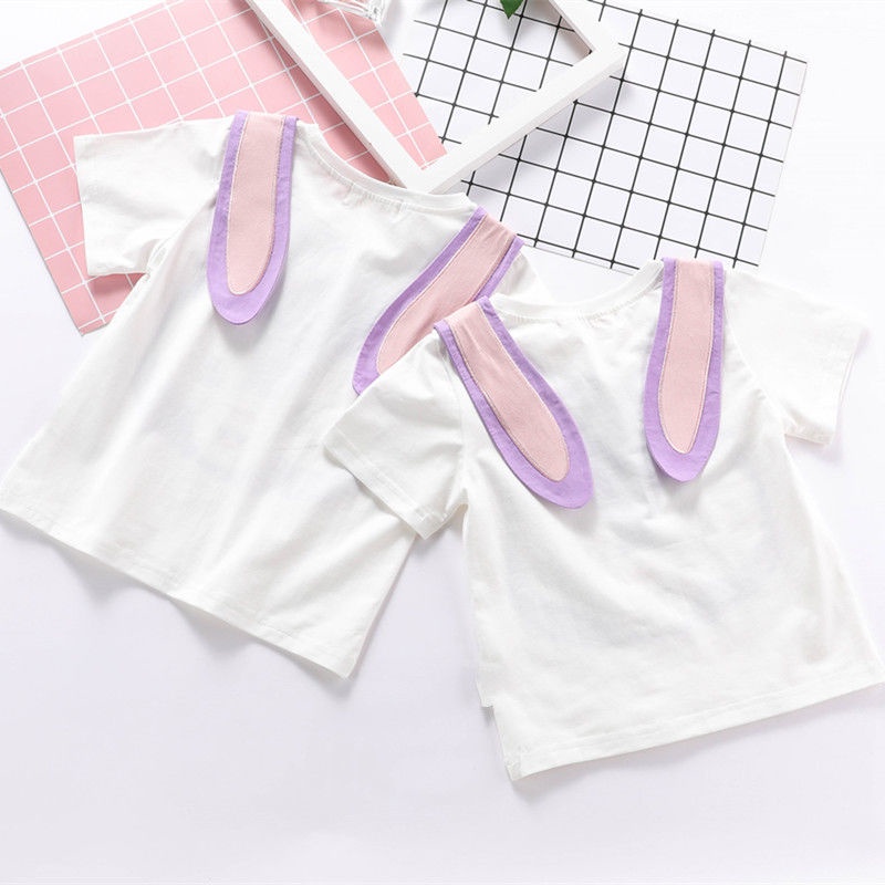 Áo thun Cotton họa tiết thỏ hoạt hình đáng yêu thời trang mùa hè cho bé