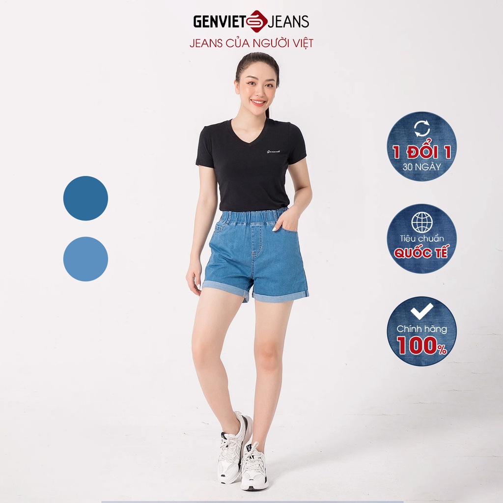 Quần Short Jeans Nữ Xắn Gấu DQ424J1569 GENVIET