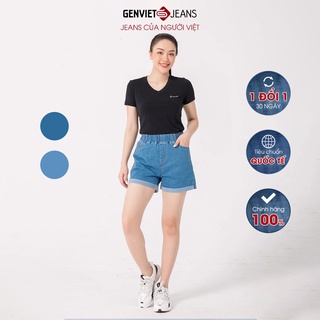 Quần Short Jeans Nữ Xắn Gấu DQ424J1569 GENVIET