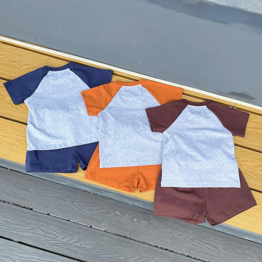 Bộ Áo Thun Tay Raglan In Họa Tiết Hoạt Hình Dễ Thương Thời Trang Mùa Hè Cho Bé Trai + Gái