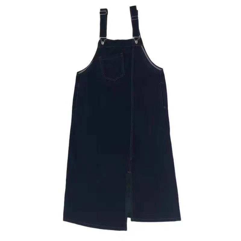 Đầm Yếm Denim Dáng Dài Form Rộng Xẻ Tà Thời Trang Mùa Hè Cho Nữ