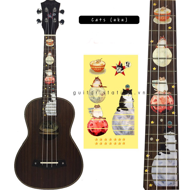 Miếng Dán Cần Đàn Guitar Ukulele Giả Khảm Mẫu 2020 – Sticker Inlay Guitar