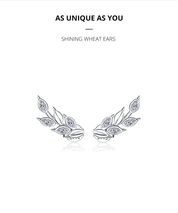 Khuyên Tai Dạng Nụ Hình Học bamoer BSE415 Thiết Kế Hình Lúa Mì Sáng Bóng Bằng Bạc 925 Cho Nữ