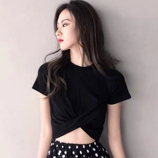 Áo croptop nữ xoắn bụng, kiểu crotop vải co dãn cao cấp Mophus MC001