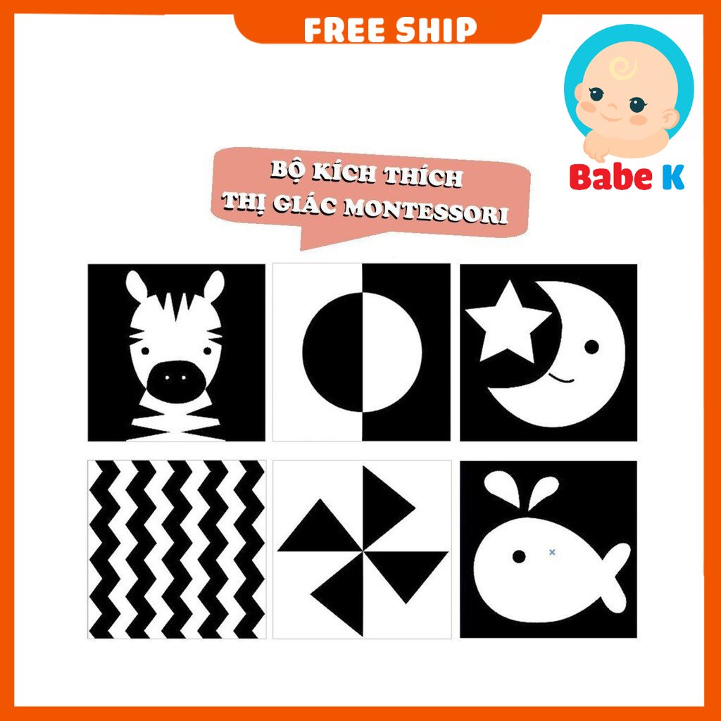 💥Phương Pháp Montessori💥 Bộ thẻ kích thích thị giác cho bé phái triển toàn diện Shop Babe K