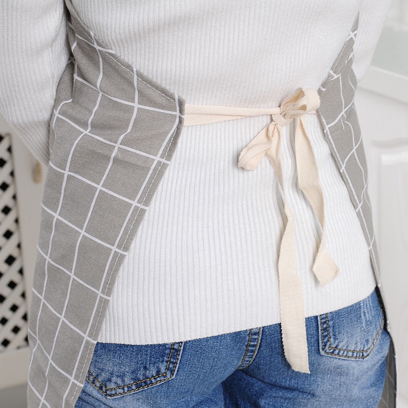 Tạp dề vải lanh cotton dày chống dầu đơn giản thời trang Hàn Quốc cho người lớn