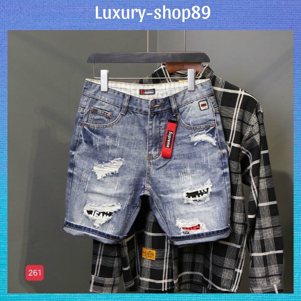 Quần short jean nam co giãn cao cấp, Quần đùi nam Chất Bò họa tiết độc đáo Luxury-Shop89 SJTP04