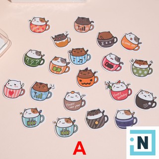 [Giá Sỉ Từ 3 Set] Set Sticker Dán Mèo Ú PVC Chống Nước