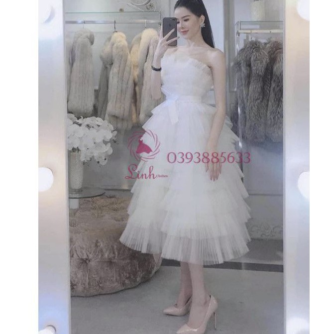 Đầm dự tiệc công chúa tầng hai dây mặc chụp ảnh cưới | BigBuy360 - bigbuy360.vn