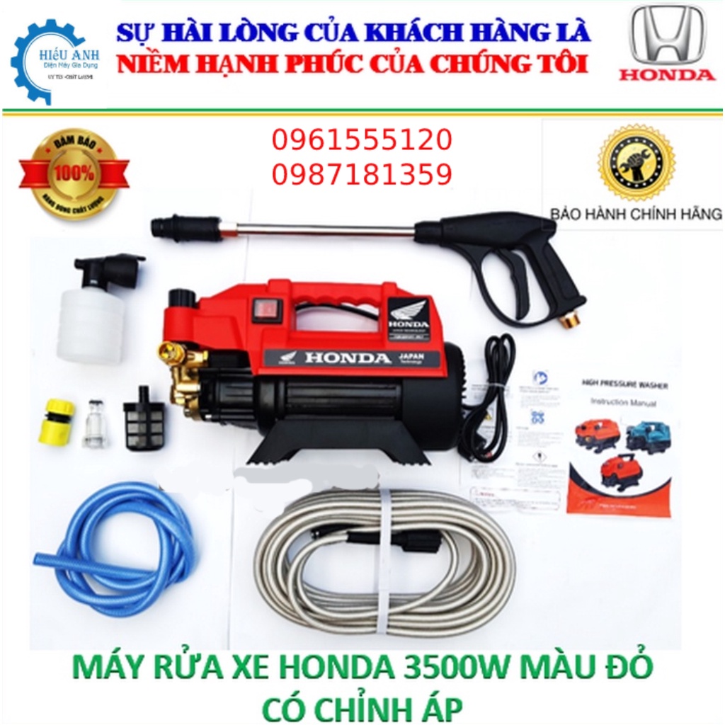 Máy rửa xe HONDA 3500w áp lực CÓ CHỈNH ÁP công nghệ Nhật Bản đi kèm đầy đủ phụ kiện [bảo hành 12 tháng]