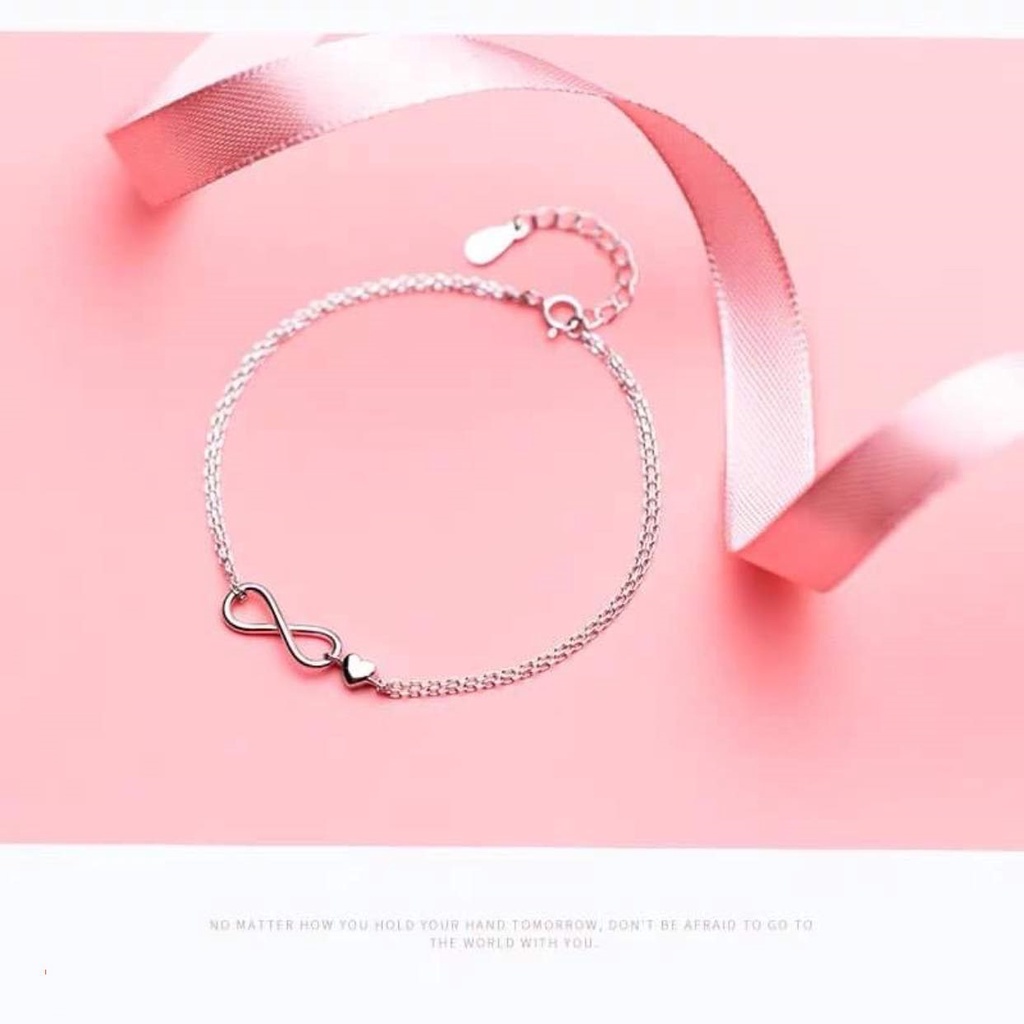 Lắc tay nữ - lắc tay vô cực kết hợp tim s09 - chuẩn bạc ta
