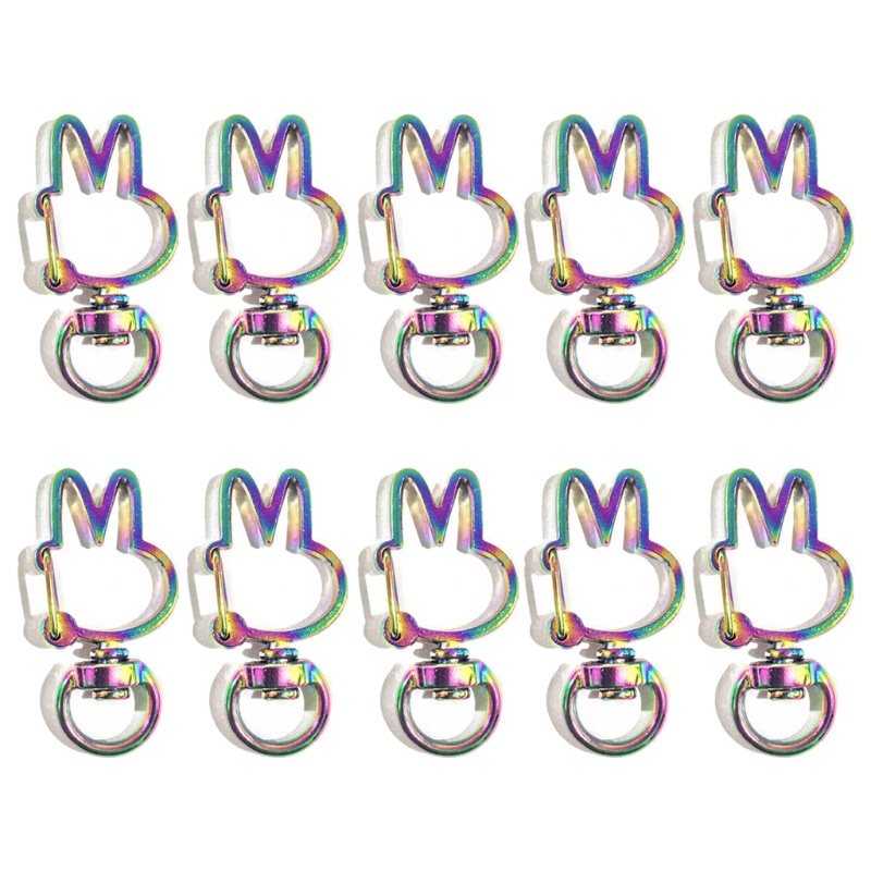 Bộ 10 Móc Khóa Tôm Hùm Bằng Kim Loại Màu Cầu Vồng DIY
