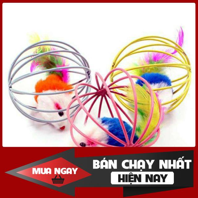 [❌GIÁ SỈ❌] Đồ chơi bóng lồng chuột lông vũ cho chó mèo 0 ❤️