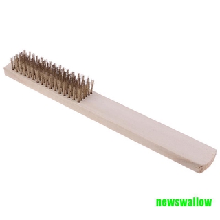 Bàn Chải Bằng Dây Đồng Cán Gỗ 208mm Chuyên Dụng Vệ Sinh Kim Loại