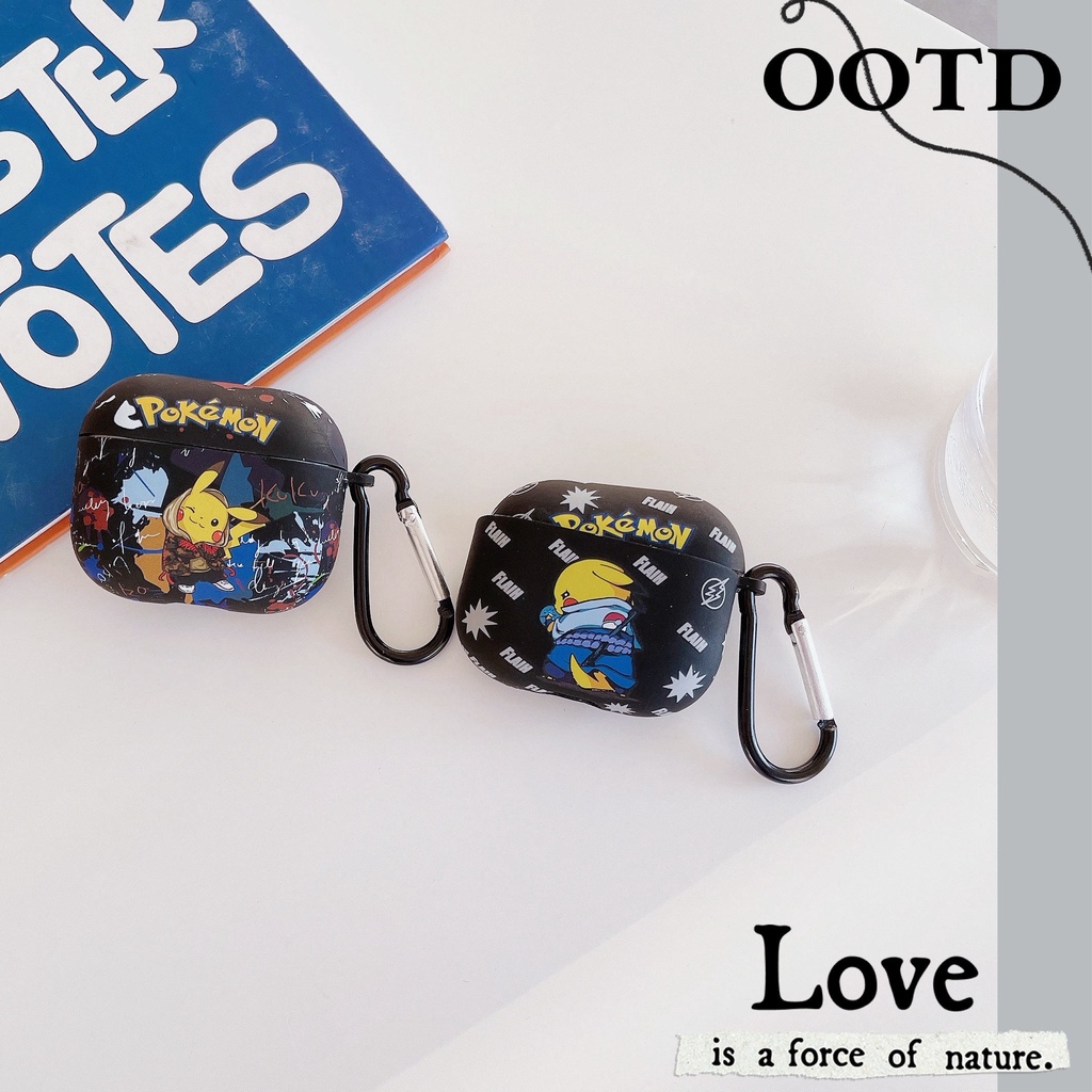 Vỏ Bảo Vệ Hộp Sạc Tai Nghe compatible AirPods Pro/compatible AirPods 3/Pro 2Gen Hình Pikachu