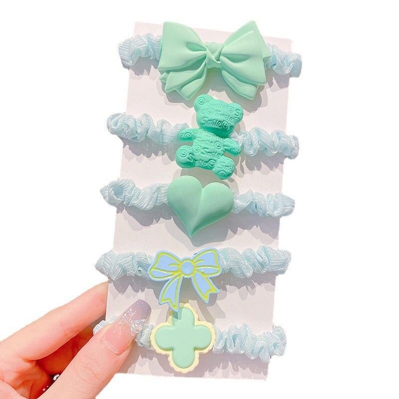 Set 5 chun buộc tóc gắn charm dễ thương