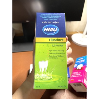 Nước súc miệng HMU Fluorinze 0,05% NaF 250ml chính hãng Đại học Y Hà Nội nghiên cứu và sản xuất