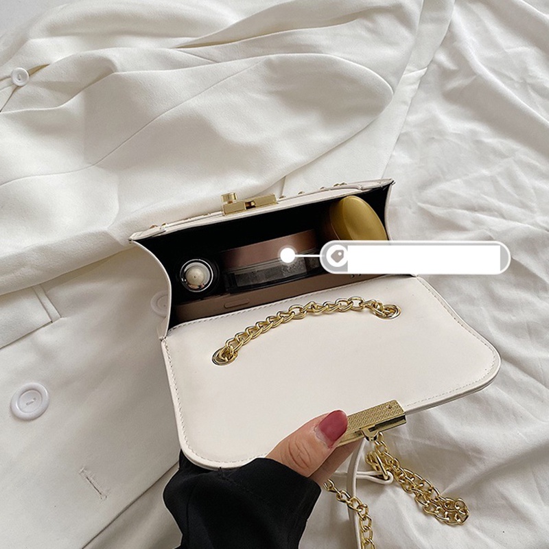 Túi Đeo Chéo Hình Vuông Nhỏ Màu Đen Đính Đinh Tán Thời Trang Cho Nữ