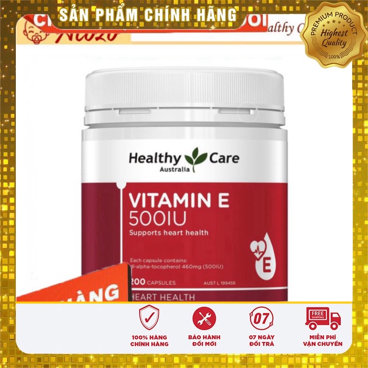 Viên uống bổ sung vitamin E Healthy Care 500IU 200 viên