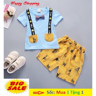 Mua 1 Tặng 1, Sét Bộ quần áo Bé Trai Hàn Quốc Chất Mát