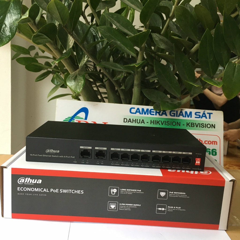 Switch cấp nguồn POE Dahua DH-PFS3010-8ET-65, 8 cổng tốc độ nhanh, bảo hành 24 tháng