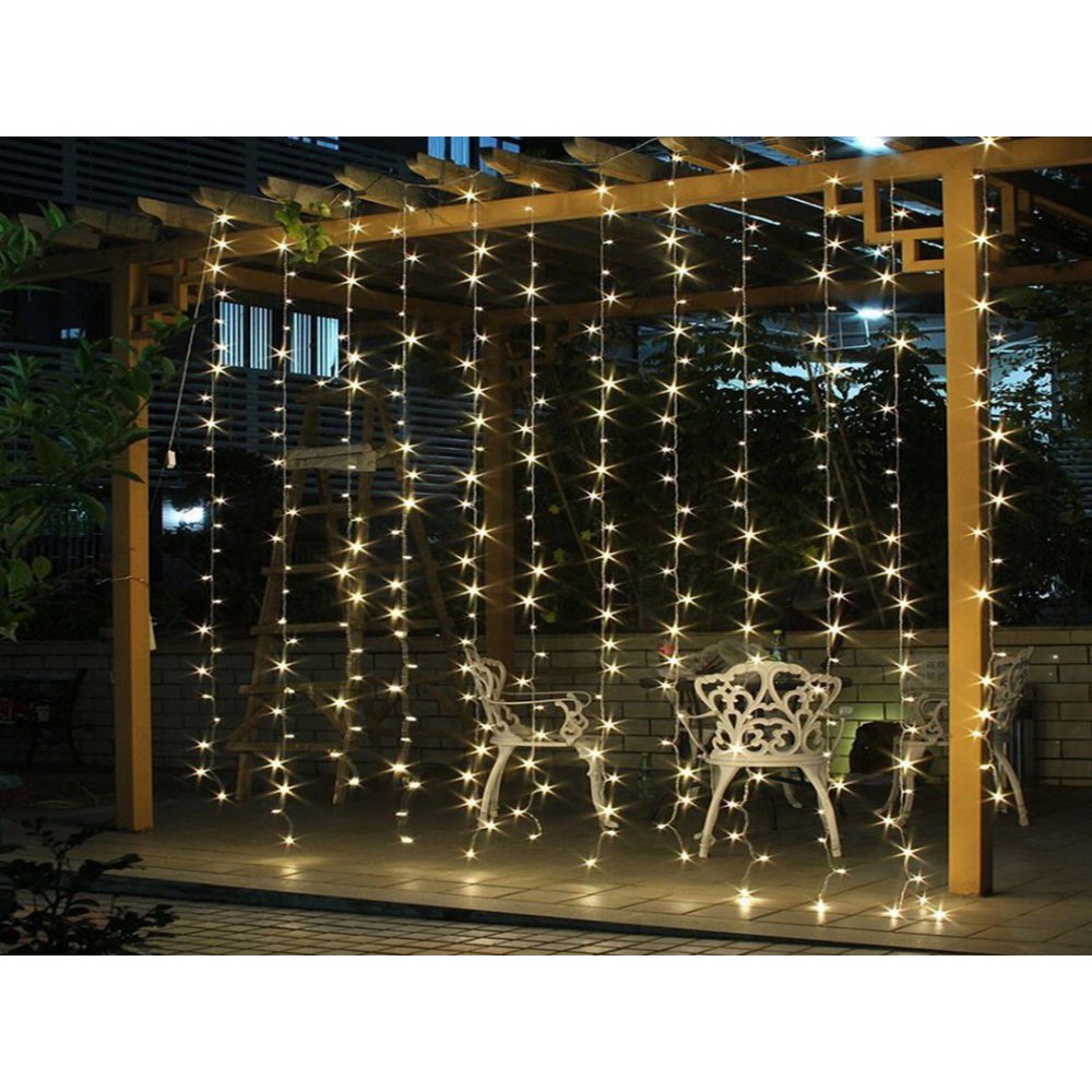 Dây đèn LED rèm 8mx0.6m 40 sợi, Dây rèm 6mx0.6m 16 sợi, dây đèn chớp tắt, đèn trang trí noel.
