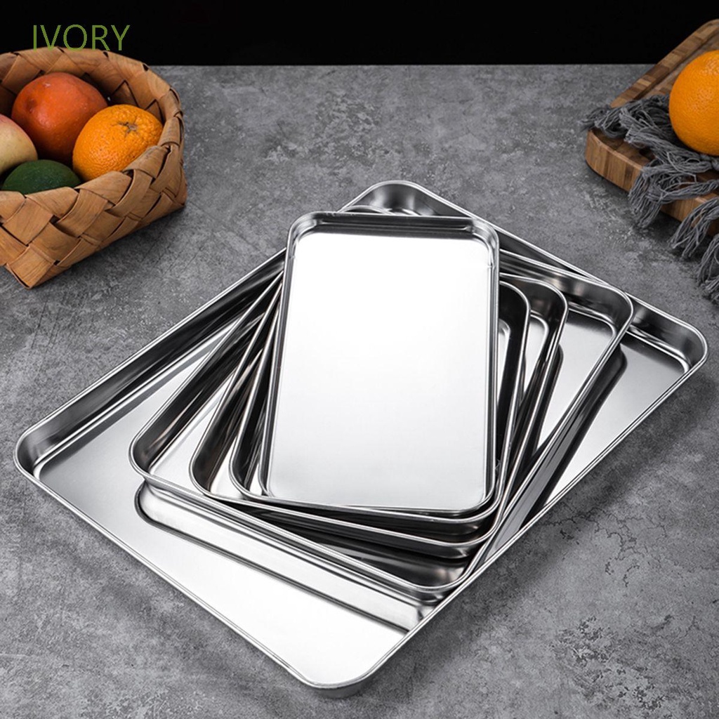 Khay nướng bánh hình chữ nhật bằng thép không gỉ chịu được sức nặng